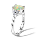 Luxuriant Ethiopian Opal, Lab Grown Diamond Main Stone With Side Stone Ring in Rhodium OverlaySterling Silver  0.960  Ct._8565766_3