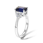 Luxuriant Masoala Sapphire, Lab Grown Diamond Main Stone With Side Stone Ring in Rhodium OverlaySterling Silver  2.450  Ct._8565774_3