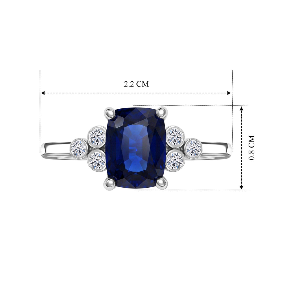 Luxuriant Masoala Sapphire, Lab Grown Diamond Main Stone With Side Stone Ring in Rhodium OverlaySterling Silver  2.450  Ct._8565774_5