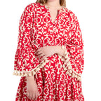 Wildflower Tassel & Shell Smock Style Dress (Size L, 16-18) - Red_8565819_3