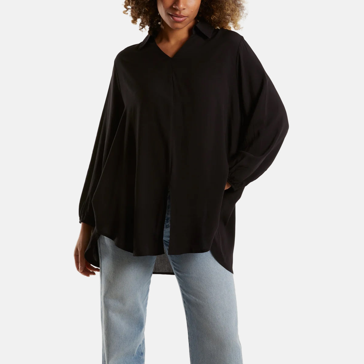 QED London Long Sleeve Blouse (Size S/M, 8 to 12) - Black 8565843 0