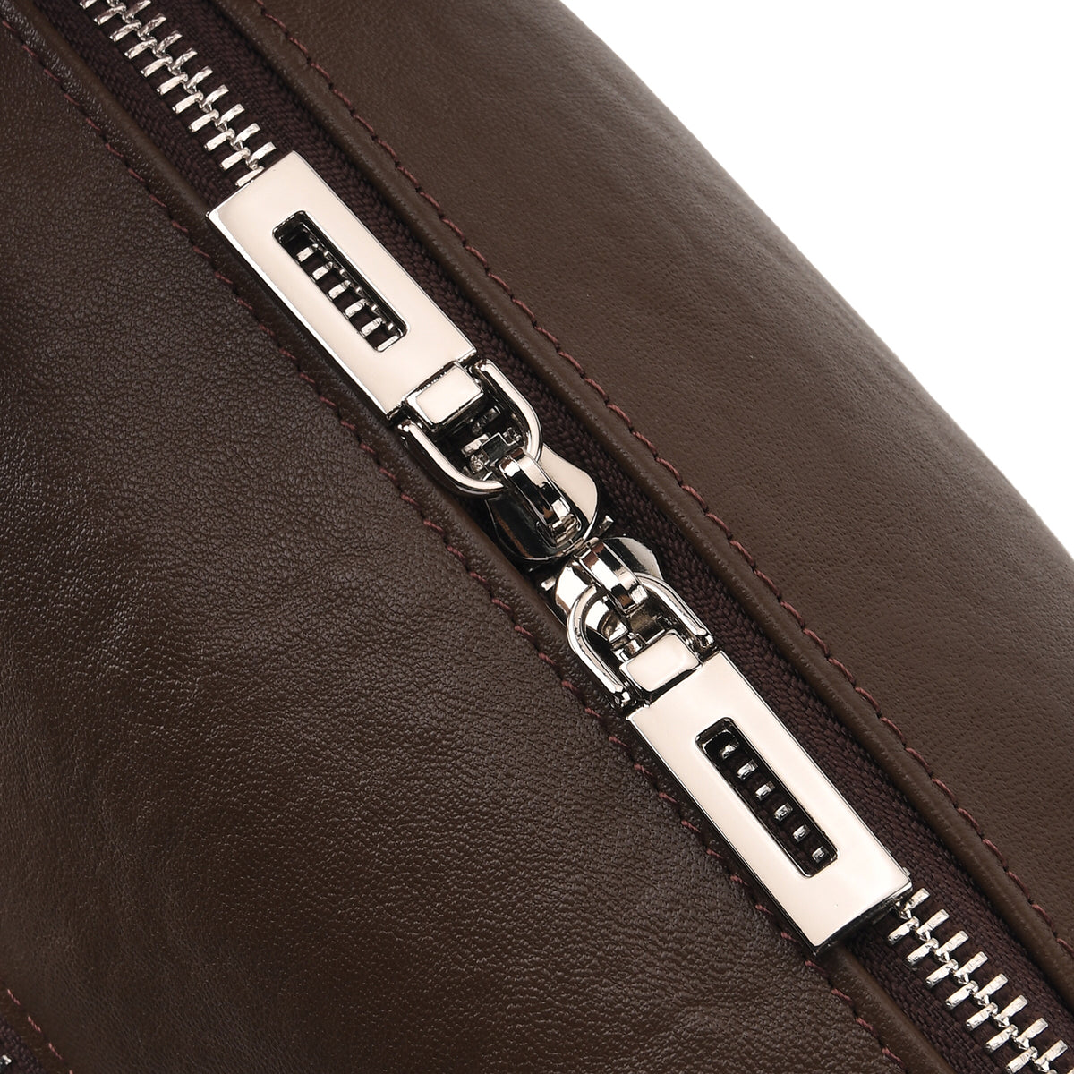Genuine Leather Structured Duffle Satchel Bag with Crossbody Strap - Coffee 8565889 6