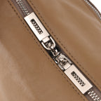 Genuine Leather Structured Duffle Satchel Bag with Crossbody Strap - Khaki_8565898_6