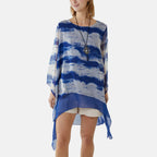 Nova of London 2-In-1 Tie Dye Mesh Overlay Necklace Top (Size L, 18-20) - Blue_8566014