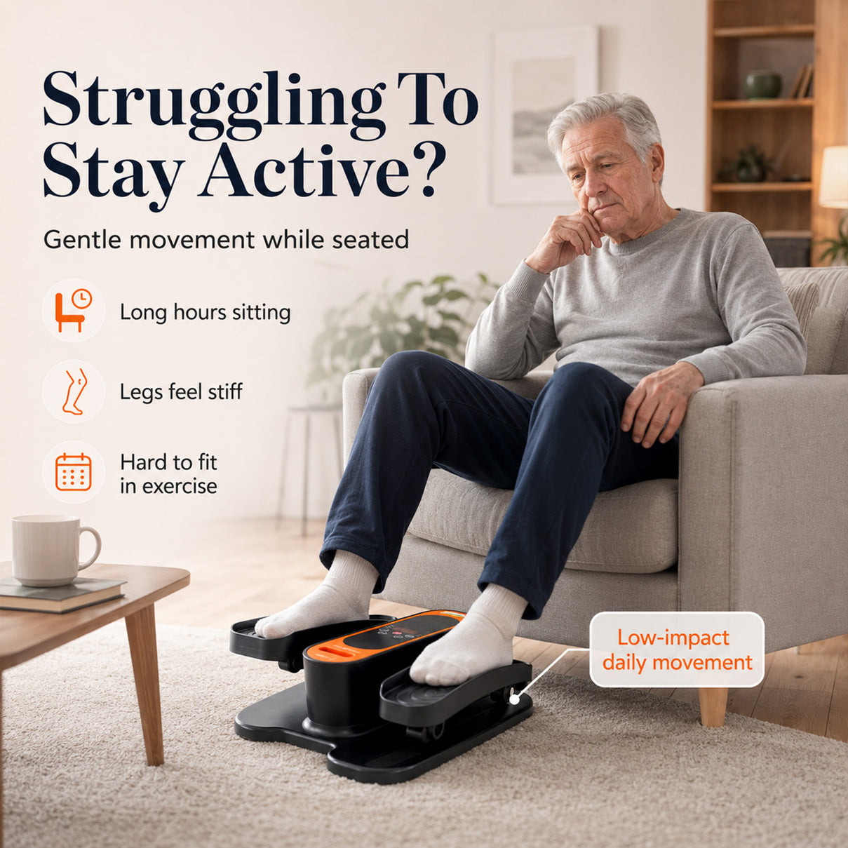 Bliss - Beyond Electric Mini Elliptical Under Desk Leg Exerciser - Orange - Black 8566017 2