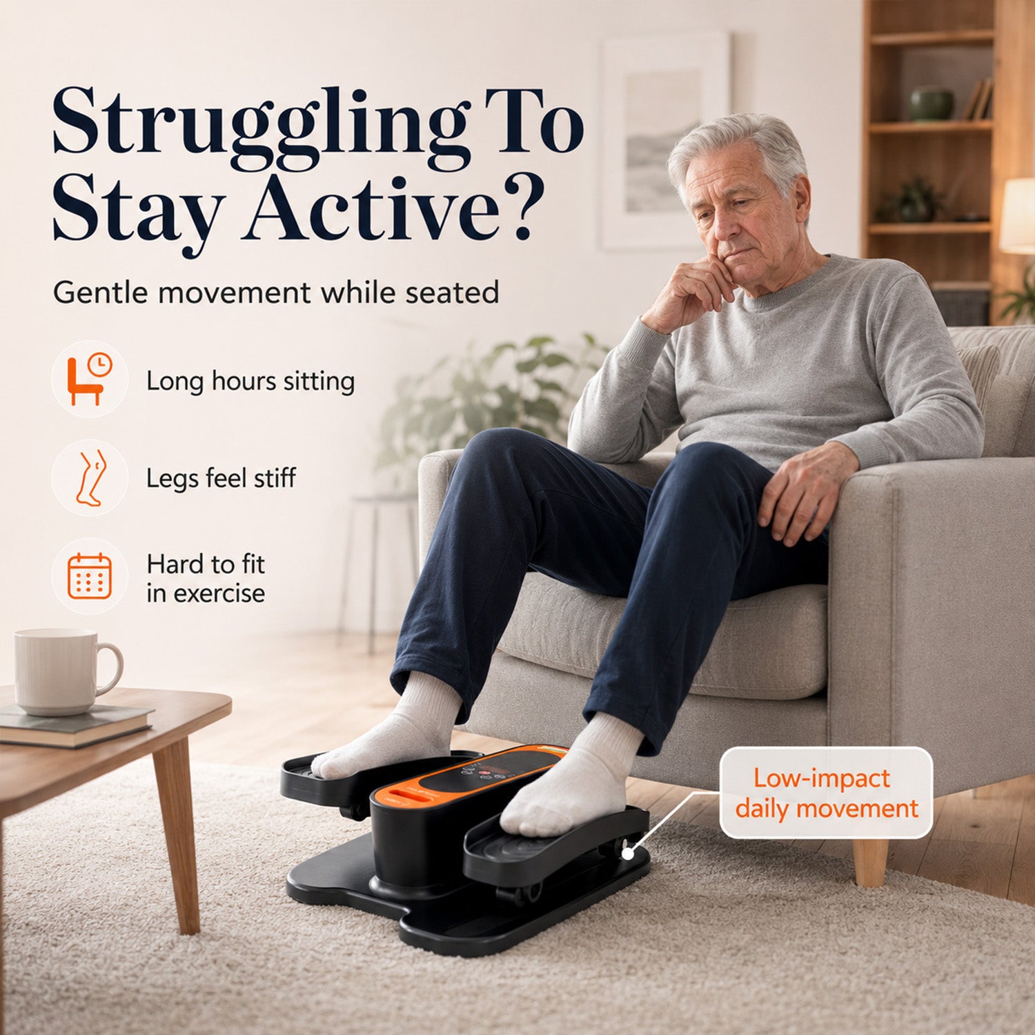 Bliss - Beyond Electric Mini Elliptical Under Desk Leg Exerciser - Orange - Black 8566017 2