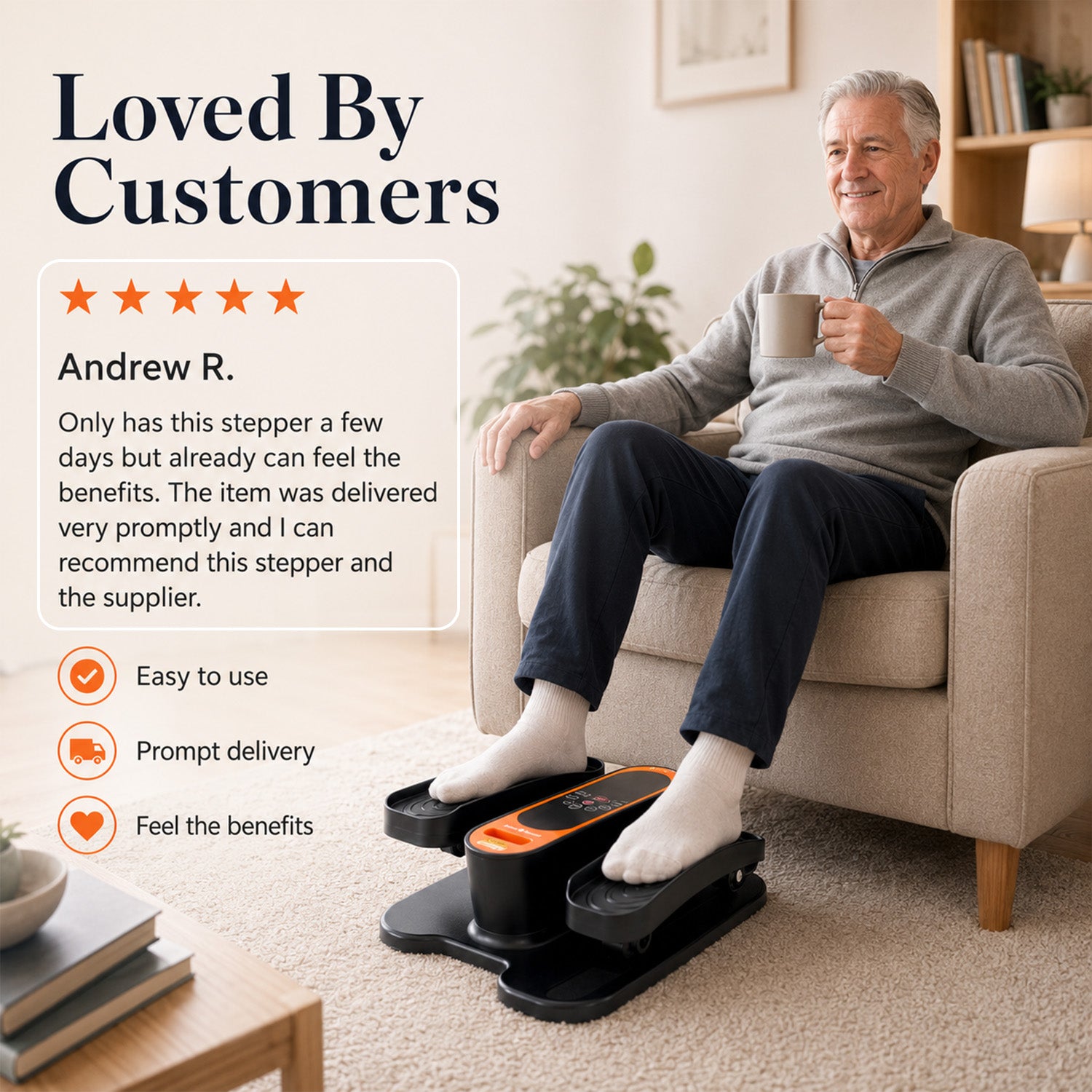 Bliss - Beyond Electric Mini Elliptical Under Desk Leg Exerciser - Orange - Black 8566017 3