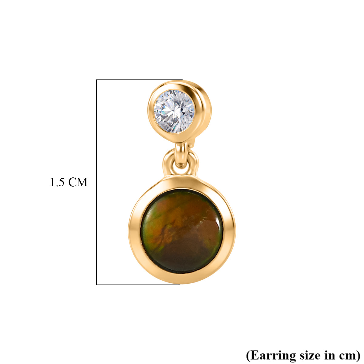 Luxuriant - Ammolite &amp; Lab Grown Diamond (SI-G-H) Dangling Earring with Push Post in 18K Vermeil Yellow Gold Plated Sterling Silver 1.90 Ct. 8566046 6