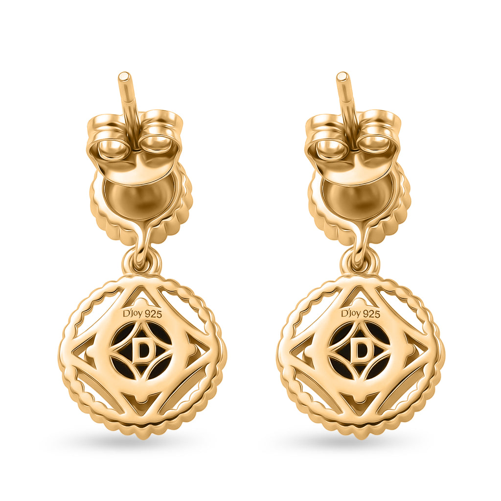 D'Joy - Ammolite & Fresh Water Pearl Dangling Earring with Push Post in 18K Vermeil Yellow Gold Plated Sterling Silver 3.00 Ct._8566047_4