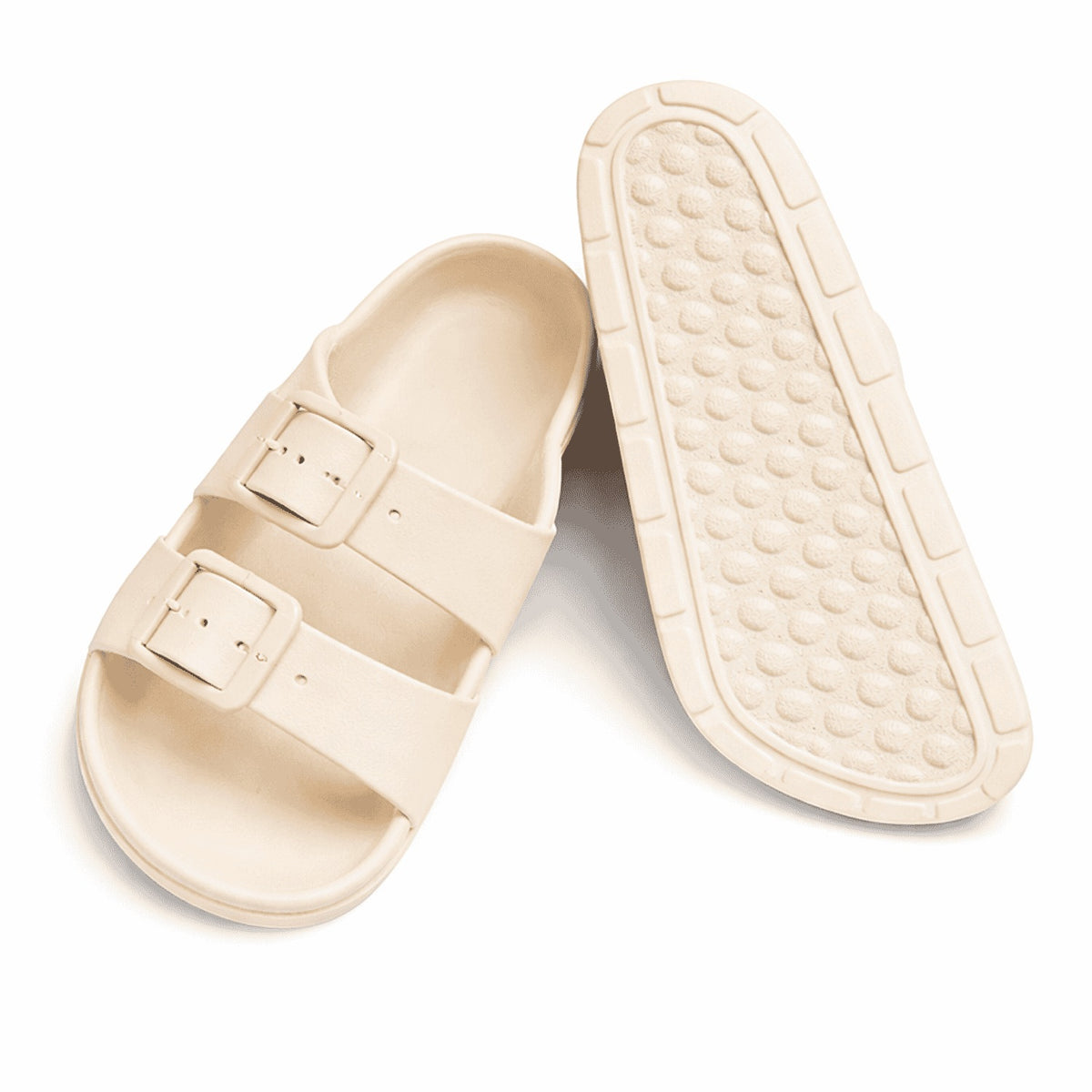 Layla Womens Synthetic Adjustable Double Buckle Slide Sandals (Size 5) - Beige V32622068 0