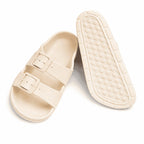 Layla Womens Synthetic Adjustable Double Buckle Slide Sandals (Size 5) - Beige_8566061