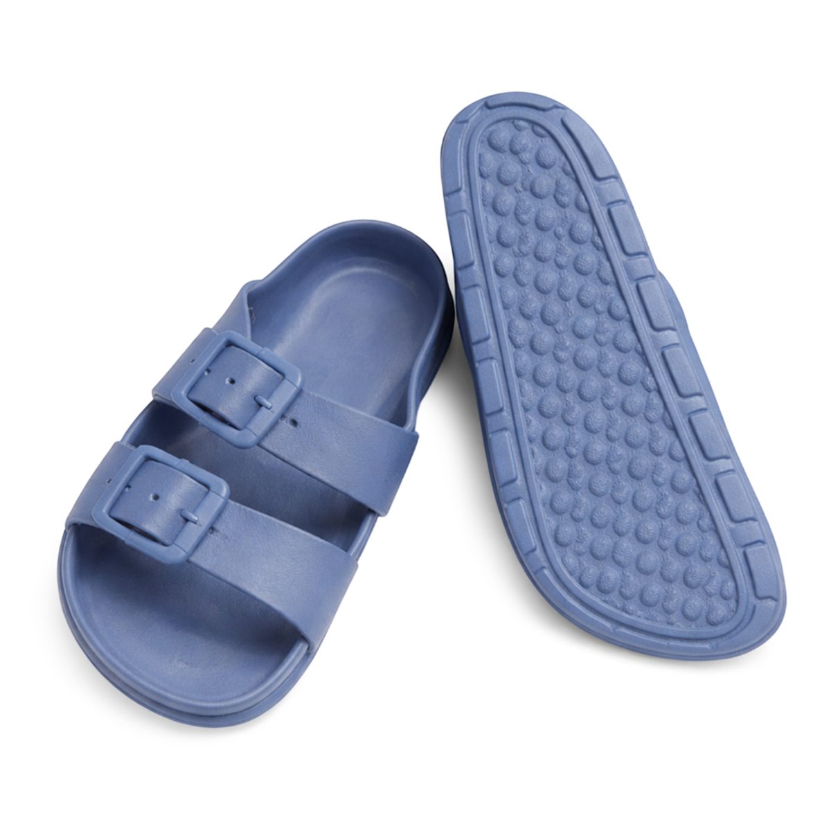 Layla Womens Synthetic Adjustable Double Buckle Slide Sandals (Size 7) - Denim V32732767 0