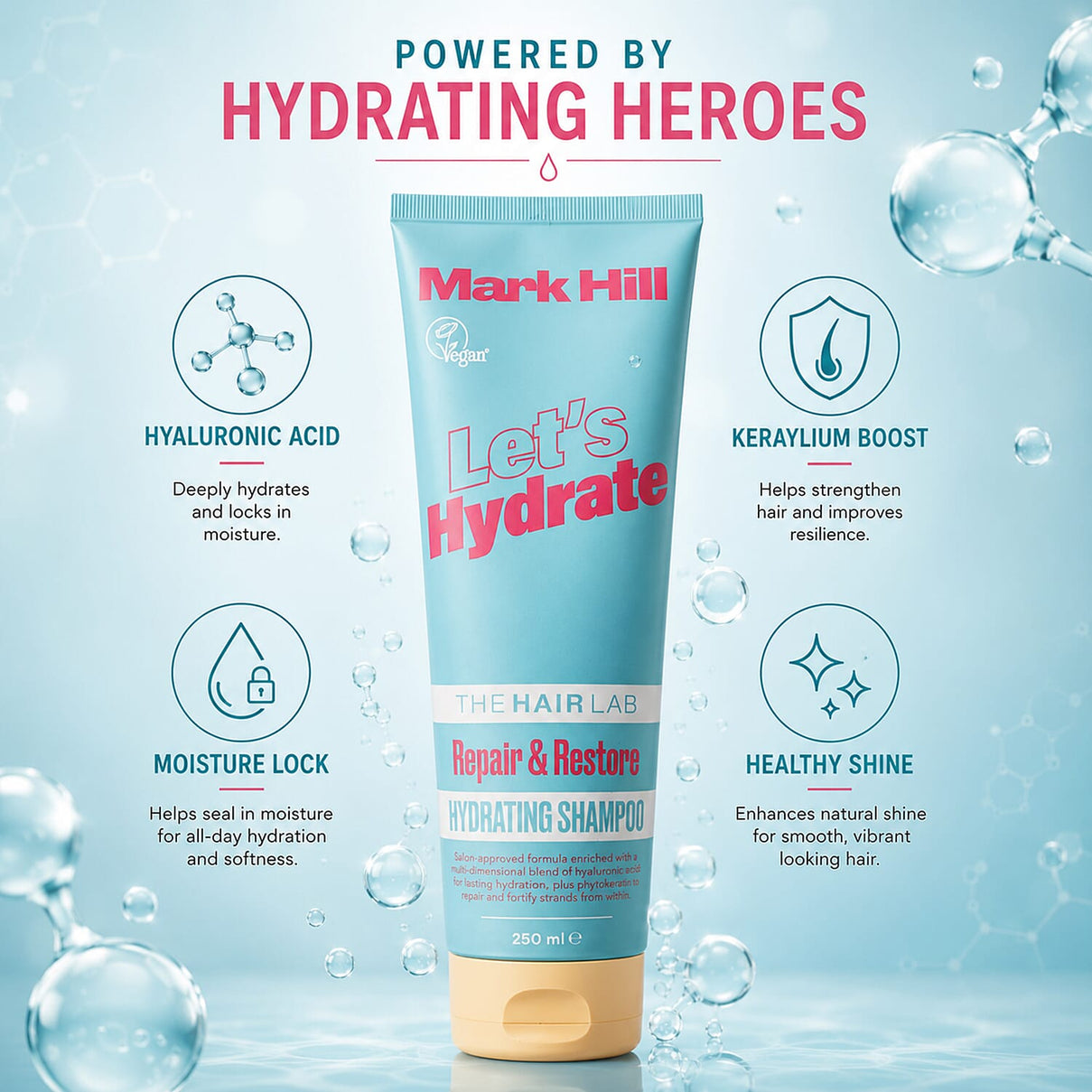 2 Piece Set of Mark Hill Let's Hydrate Hydrating Shampoo and Conditioner - 250 ml each 8566303 2
