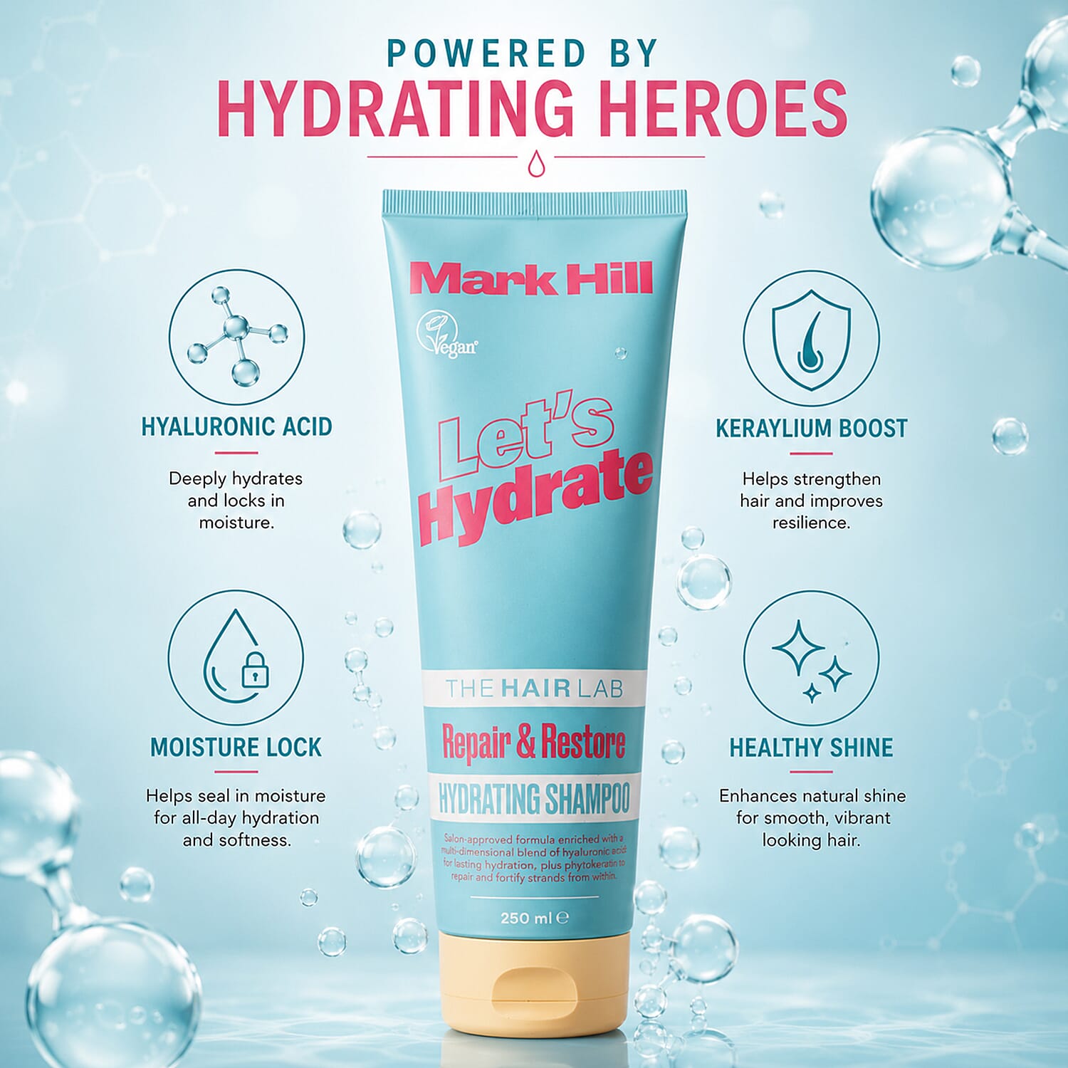 2 Piece Set of Mark Hill Let's Hydrate Hydrating Shampoo and Conditioner - 250 ml each 8566303 2