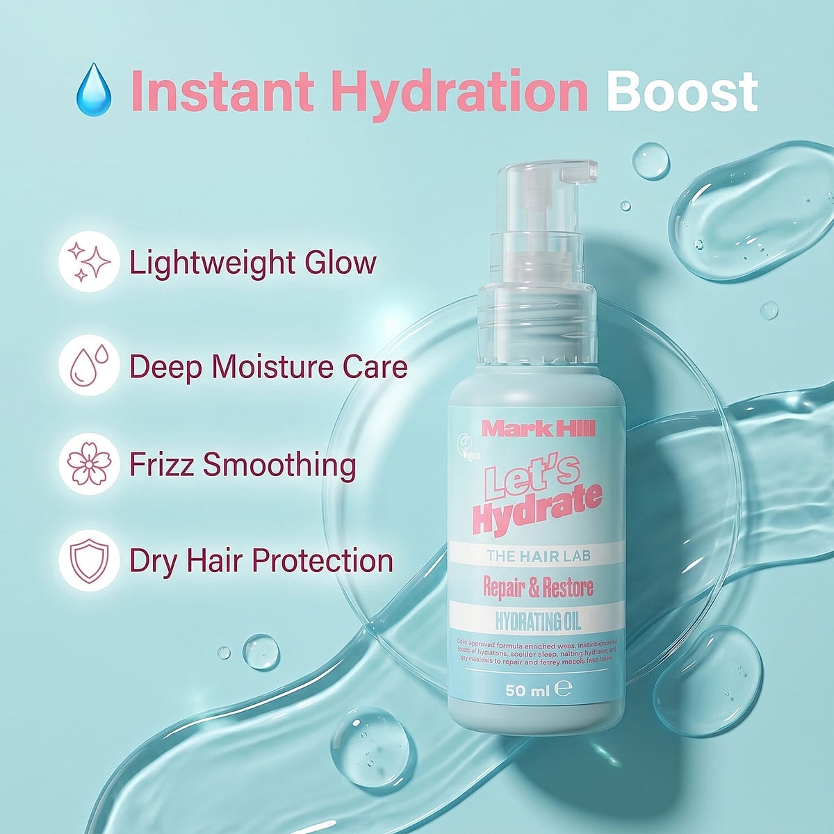 2 Piece Set of Mark Hill Let's Hydrate Hydrating Treatment Cream (200ml) and Hair Oil (50ml) 8566305 2