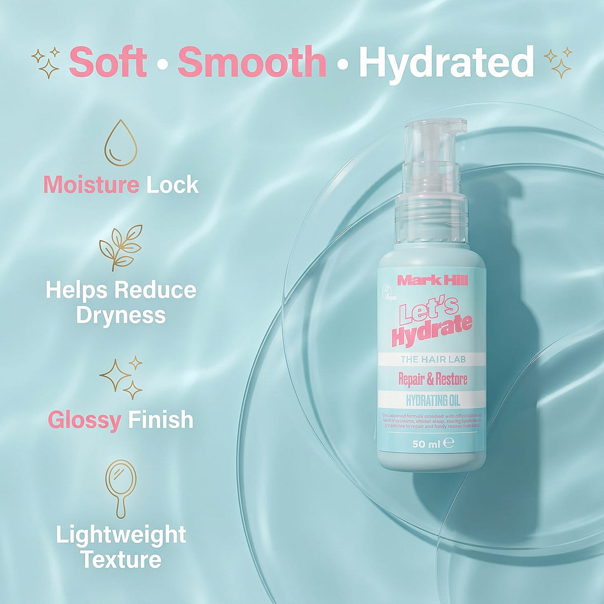 2 Piece Set of Mark Hill Let's Hydrate Hydrating Treatment Cream (200ml) and Hair Oil (50ml) 8566305 3