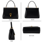Genuine Leather Top-Handle Satchel Bag with Adjustable Shoulder Strap - Black_8566512_4