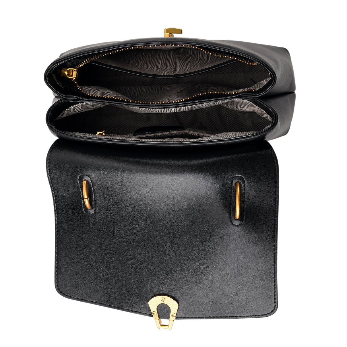 Genuine Leather Top-Handle Satchel Bag with Adjustable Shoulder Strap - Black 8566512 6