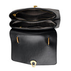 Genuine Leather Top-Handle Satchel Bag with Adjustable Shoulder Strap - Black_8566512_5