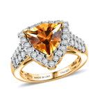 D'Joy Citrine, Moissanite Main Stone With Surrounding Stone Ring in 18K YG VermeilSterling Silver, Silver Wt.5.18 Gms  3.310  Ct._8566580