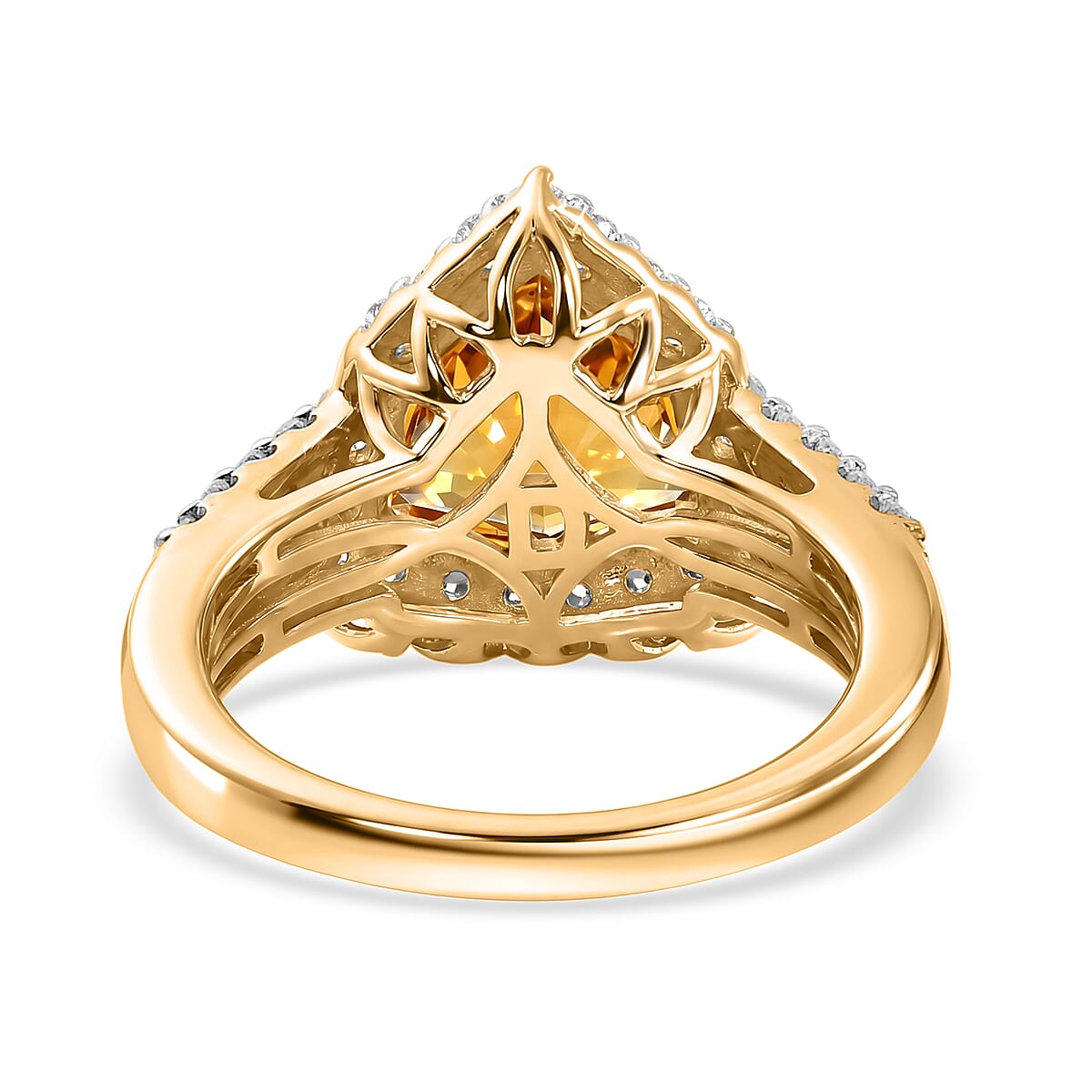 Certified and Appraised D'Joy Citrine, Moissanite Main Stone With Surrounding Stone Ring in 18K Yellow Gold Vermeil Sterling Silver, Silver Wt.5.18 Gms 3.310 Ct. 8566580 4