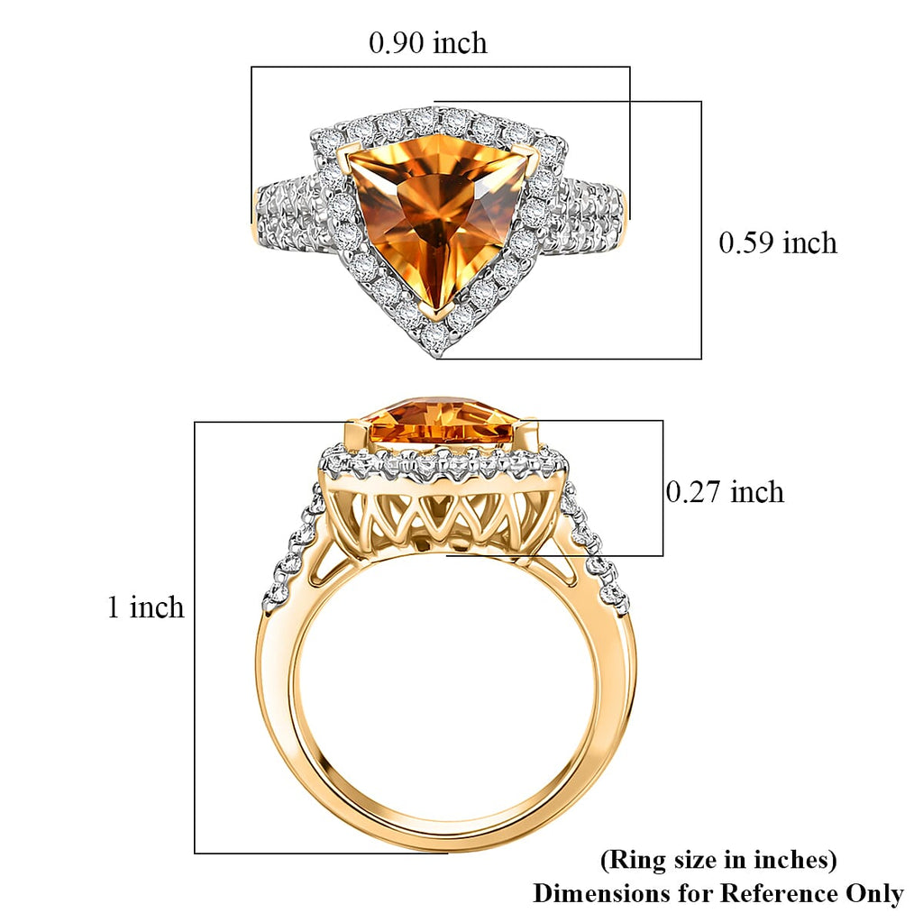 D'Joy Citrine, Moissanite Main Stone With Surrounding Stone Ring in 18K YG VermeilSterling Silver, Silver Wt.5.18 Gms  3.310  Ct._8566580_5