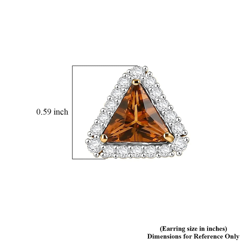D'Joy Citrine, Moissanite Main Stone With Surrounding Stone Earring in 18K YG VermeilSterling Silver  3.320  Ct._8566583_5