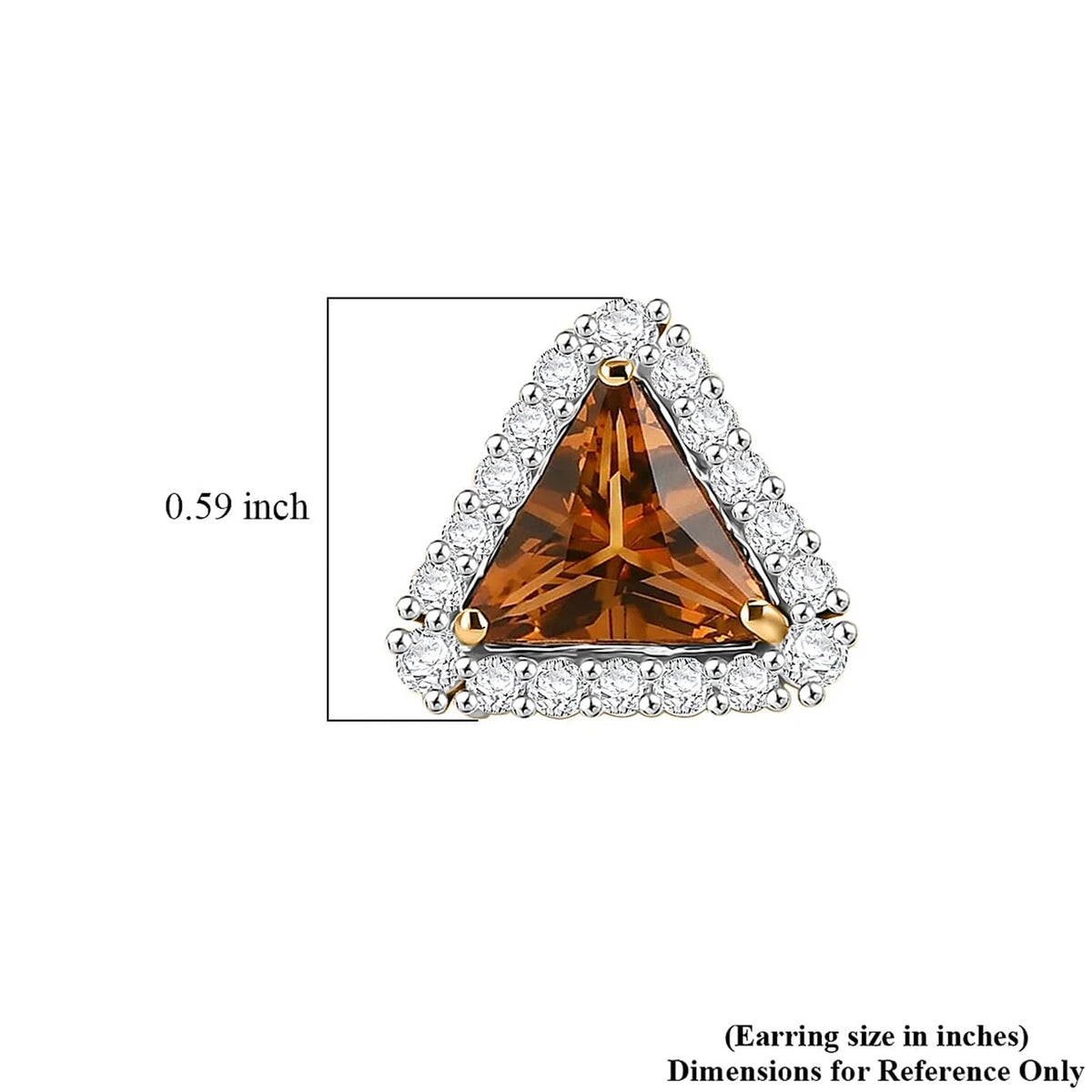 Certified and Appraised D'Joy Citrine, Moissanite Main Stone With Surrounding Stone Earring in 18K Yellow Gold Vermeil Sterling Silver 3.320 Ct. 8566583 5