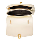 Genuine Leather Top-Handle Satchel Bag with Adjustable Shoulder Strap - Cream_8566637_5