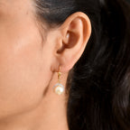Luxuriant - AAA Golden South Sea Pearl (9-11mm) & Lab Grown Diamond (0.58ct) (SI/G-H) Lever Back Earring in 18K Vermeil Yellow Gold Plated Sterling Silver_8566650_1