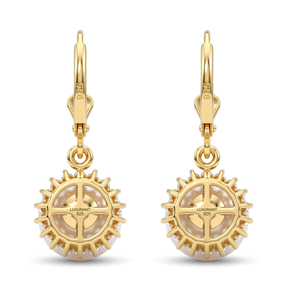 Luxuriant - AAA Golden South Sea Pearl (9-11mm) &amp; Lab Grown Diamond (0.58ct) (SI/G-H) Lever Back Earring in 18K Vermeil Yellow Gold Plated Sterling Silver 8566650 5