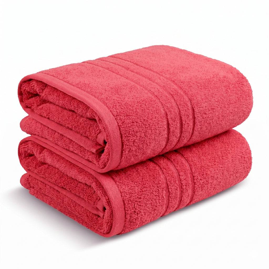 Livmore Set of 2 - Cotton Terry Bath Towel 550GSM (Size 88x172cm) - Coral Pink_8566674