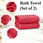 Livmore Set of 2 - Cotton Terry Bath Towel 550GSM (Size 88x172cm) - Coral Pink_8566674_2