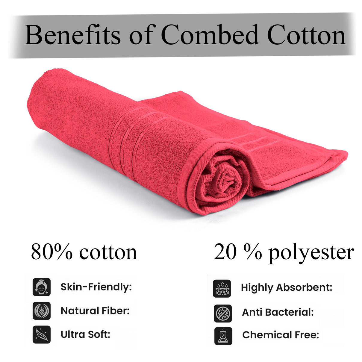 Livmore Set of 2 - Cotton Bath Sheets 550GSM (Size 88x172cm) - Coral 8566674 3
