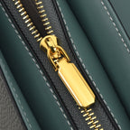 Genuine Leather Flap Over Satchel Crossbody Bag with 2 Straps - Dark Green_8566685_6