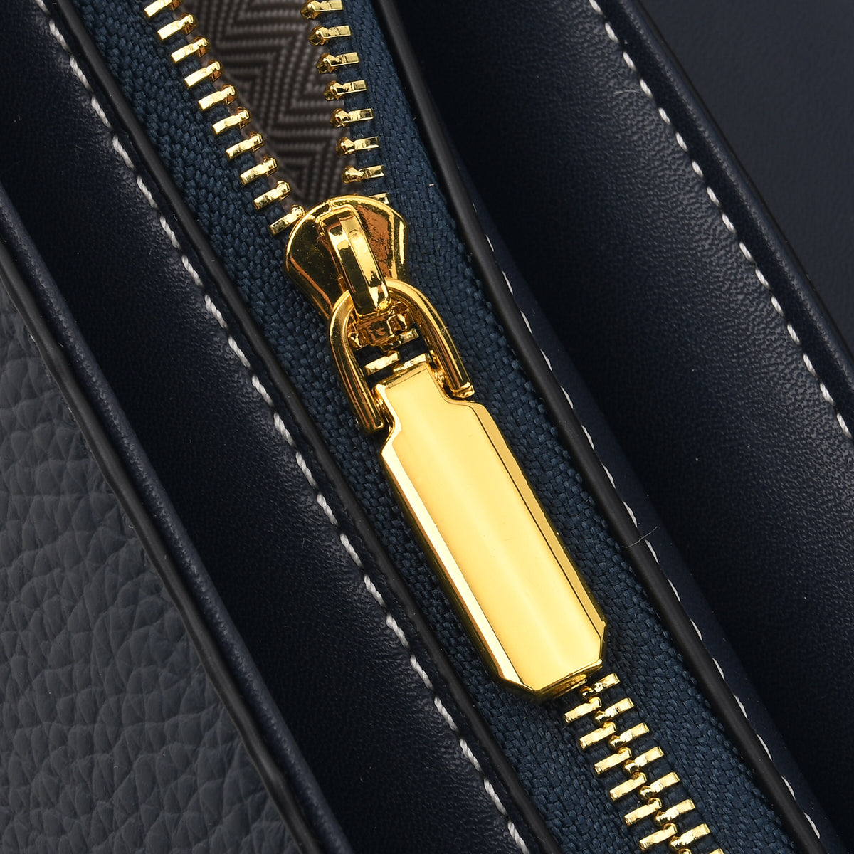 Genuine Leather Flap Over Satchel Crossbody Bag with 2 Straps - Navy V32520459 6