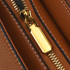 Genuine Leather Flap Over Satchel Crossbody Bag with 2 Straps - Dark Green - Windsor Tan_8566688_6