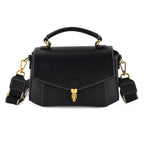 Genuine Leather Flap Over Satchel Crossbody Bag with 2 Straps - Dark Green - Black_8566690