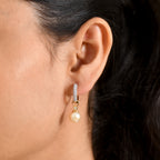 Luxuriant - AAA Golden South Sea Pearl (9-11mm) & Lab Grown Diamond (0.55ct)  (SI/G-H) Drop Earring with Hoop in 18K Vermeil Yellow Gold Plated Sterling Silver_8566704_1