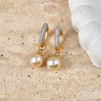 Luxuriant - AAA Golden South Sea Pearl (9-11mm) & Lab Grown Diamond (0.55ct)  (SI/G-H) Drop Earring with Hoop in 18K Vermeil Yellow Gold Plated Sterling Silver_8566704_2