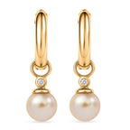 Luxuriant - AAA Golden South Sea Pearl (9-11mm) & Lab Grown Diamond (0.55ct)  (SI/G-H) Drop Earring with Hoop in 18K Vermeil Yellow Gold Plated Sterling Silver_8566704_4