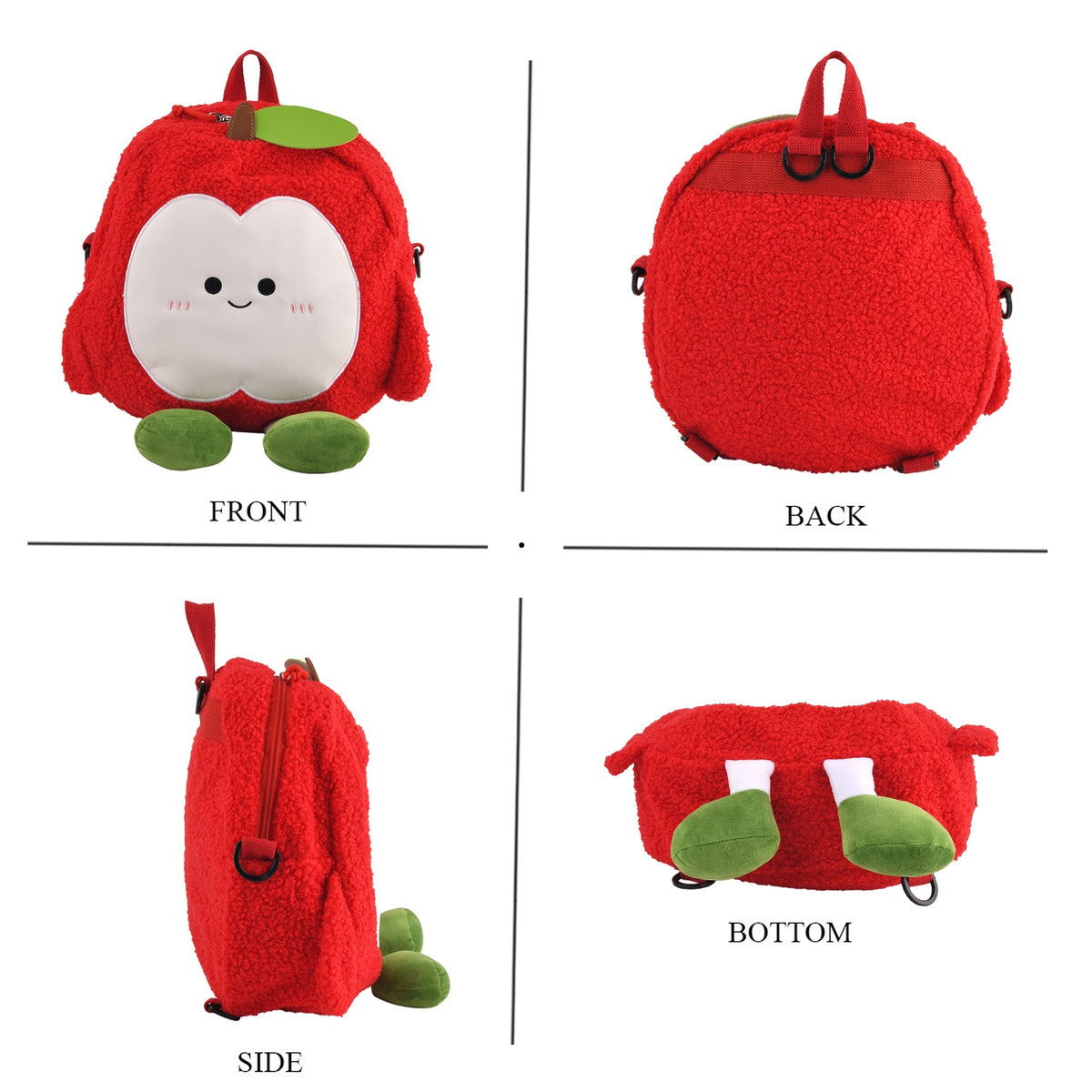 Novelty Plush Apple Character Crossbody Bag - Red. 8566888 4