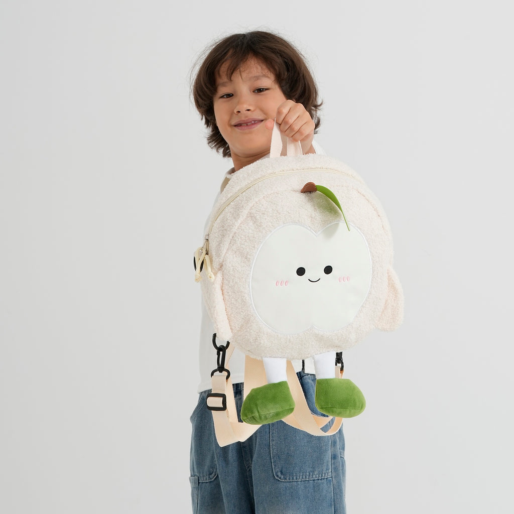 Novelty Plush Apple Character Crossbody Bag - Cream_8566899_1