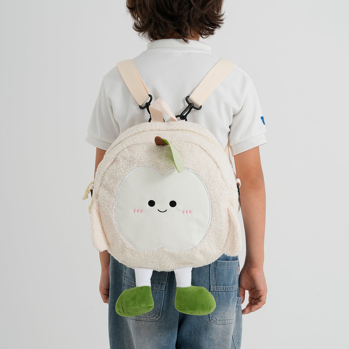 Novelty Plush Apple Character Crossbody Bag - Cream V32668779 3