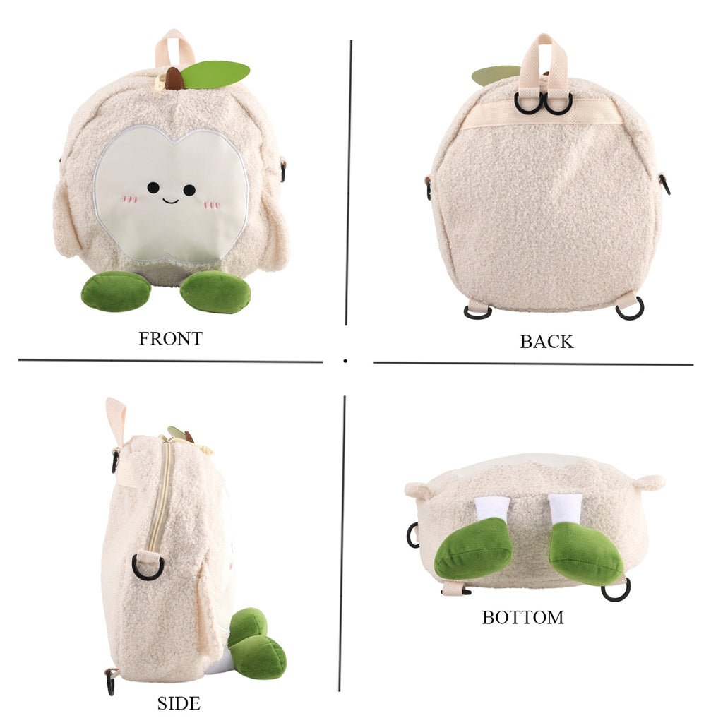 Novelty Plush Apple Character Crossbody Bag - Cream_8566899_3