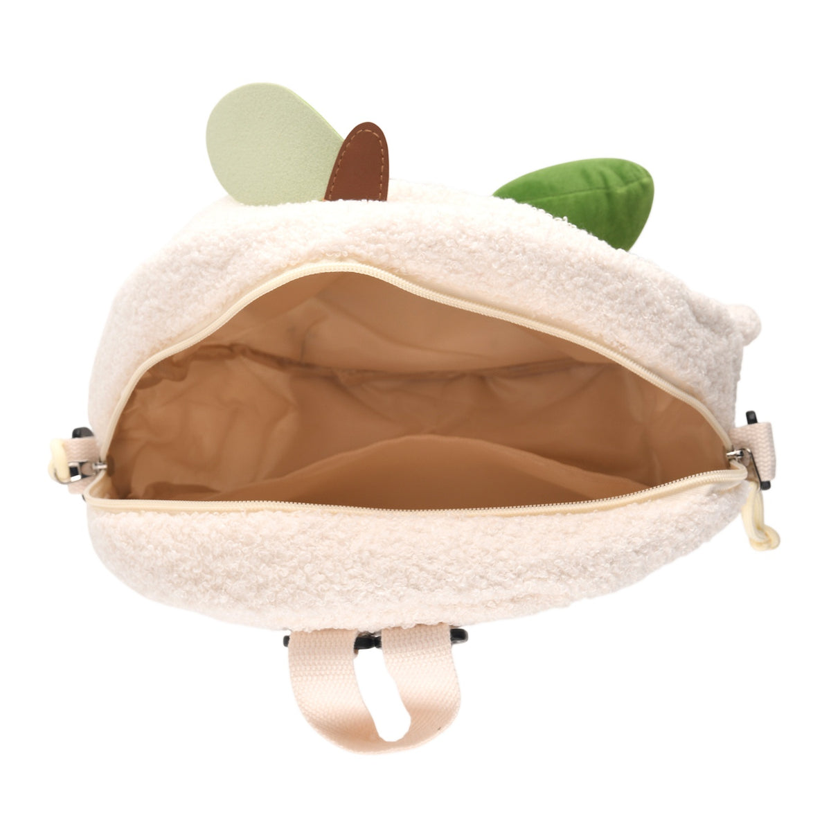 Novelty Plush Apple Character Crossbody Bag - Cream V32668779 6