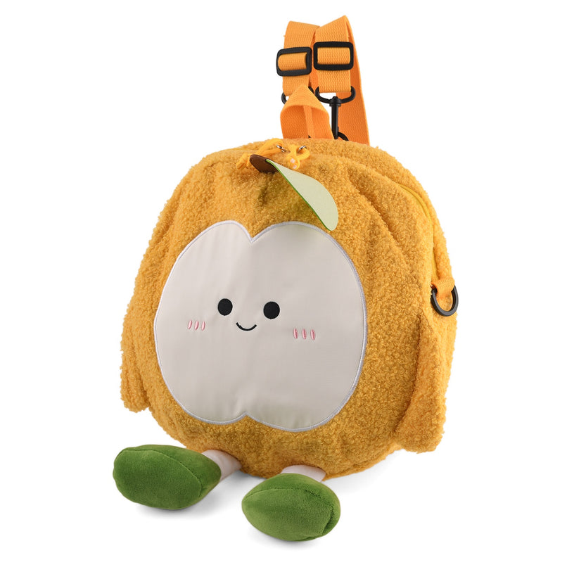 Novelty Plush Apple Character Crossbody Bag - Yellow_8566901