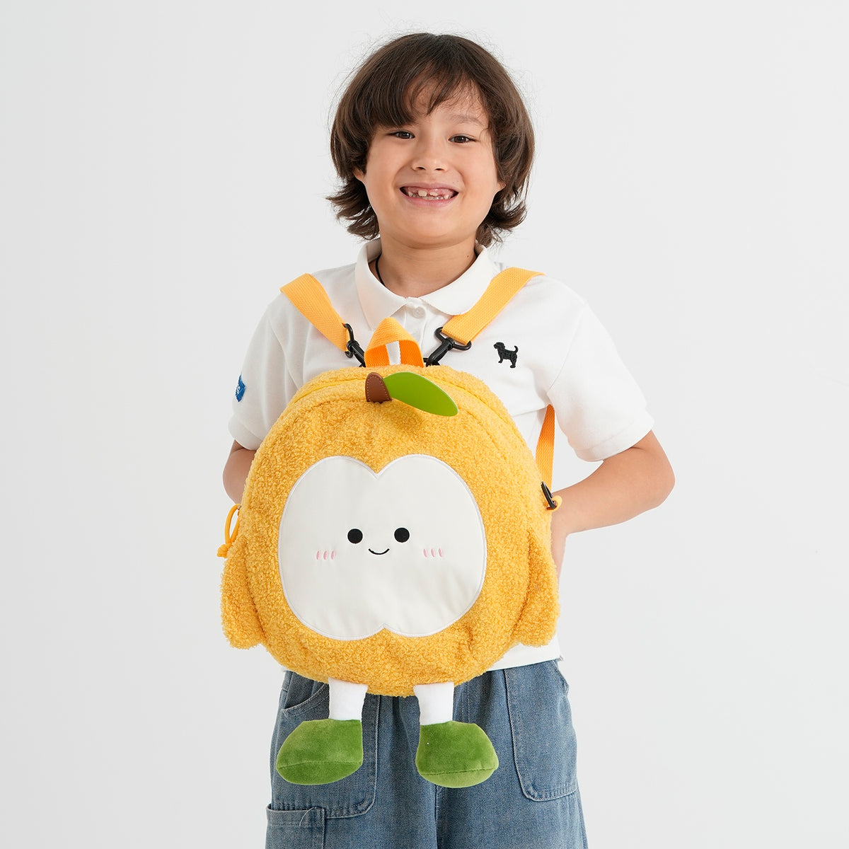 Novelty Plush Apple Character Crossbody Bag - Yellow V32669045 2