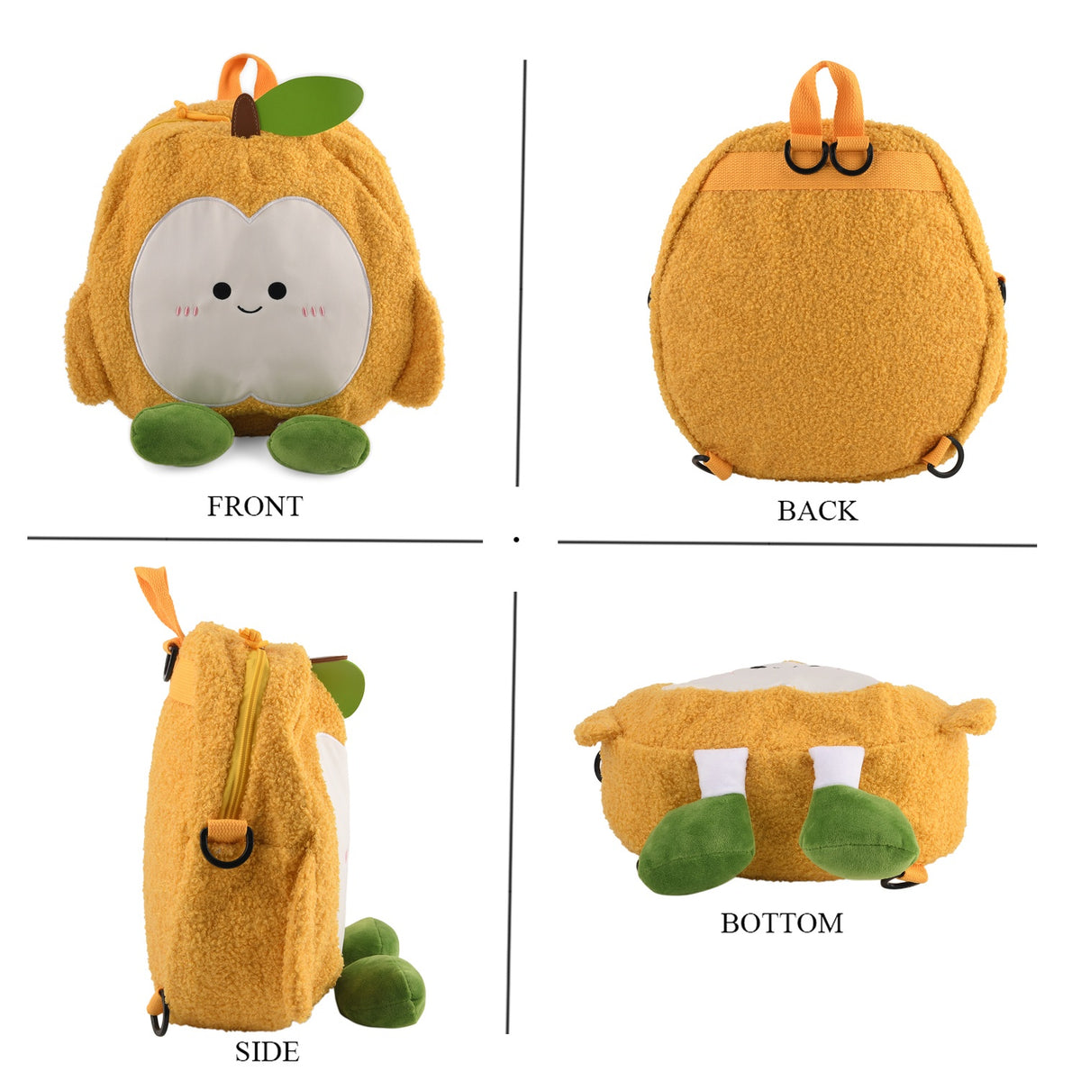 Novelty Plush Apple Character Crossbody Bag - Yellow V32669045 4