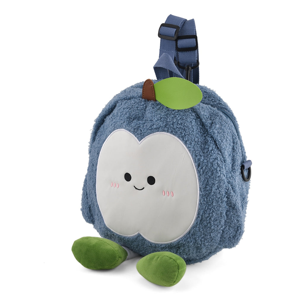 Novelty Plush Apple Character Crossbody Bag - Blue_8566902